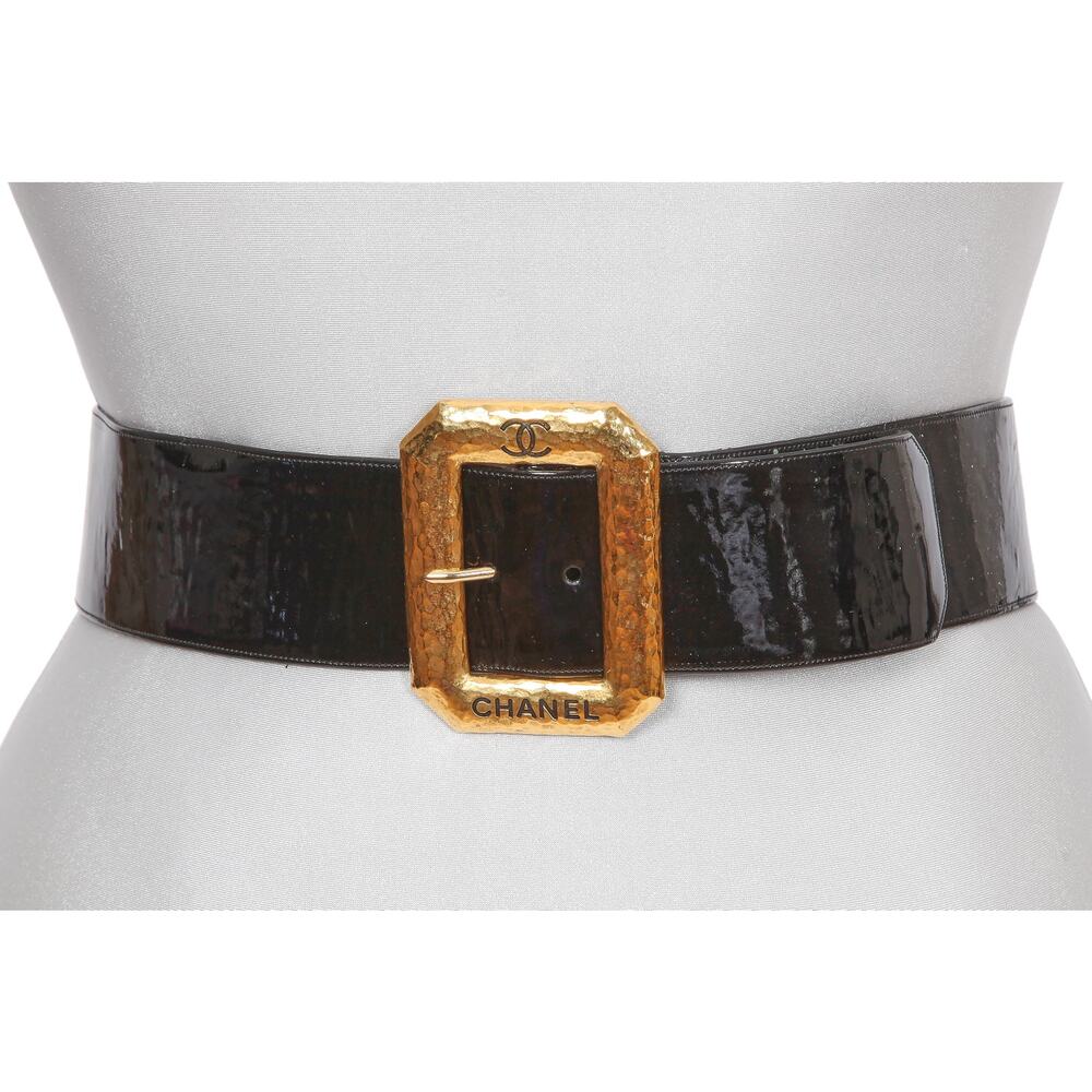 Chanel Patent leather black belt